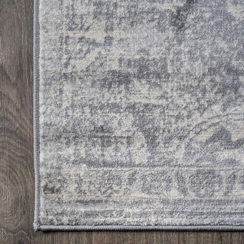 4' X 6' Modern Persian Vintage Medallion Area Rug, Gray - JONATHAN Y