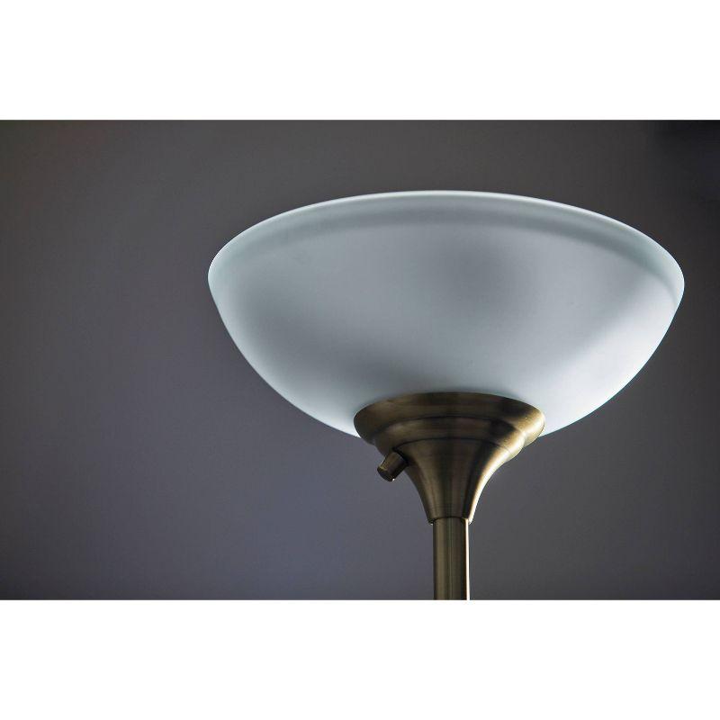 71" Bergen Collection Torchiere Black - Adesso: ETL Listed, Metal Body, Glass Shade, No Bulb Included