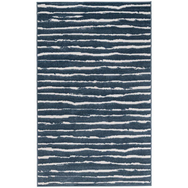 Coastal Breeze Blue Stripe Washable Outdoor Rug, 5' x 8'