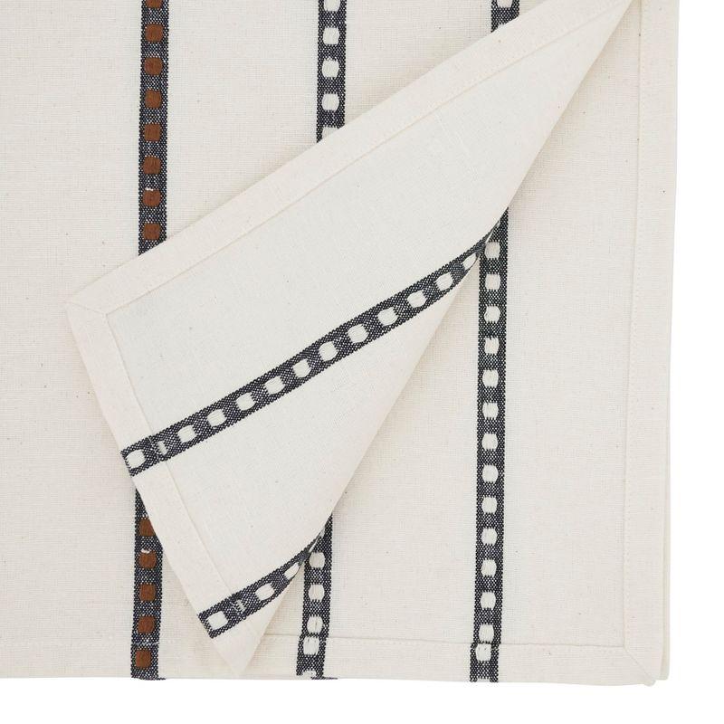 White and Black Cotton Rectangle Table Runner