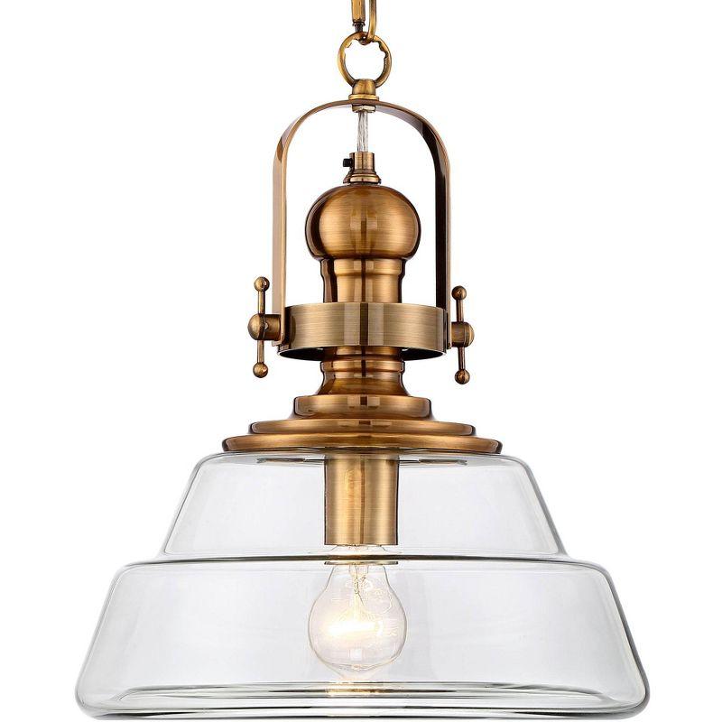 Possini Euro Design Antique Brass Pendant Lighting 13" Wide Modern Industrial Clear Glass Shade Fixture for Dining Room Living Foyer Kitchen Island