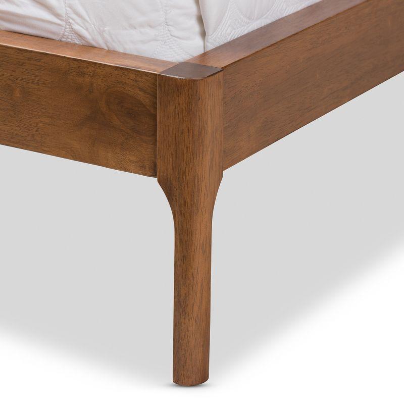 Brooklyn Mid Century Modern Walnut Wood Fabric Upholstered Platform Bed - Baxton Studio