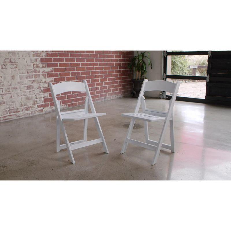 Emma and Oliver 2 Pack White Resin Slatted Party & Rental Folding Chair Indoor Outdoor