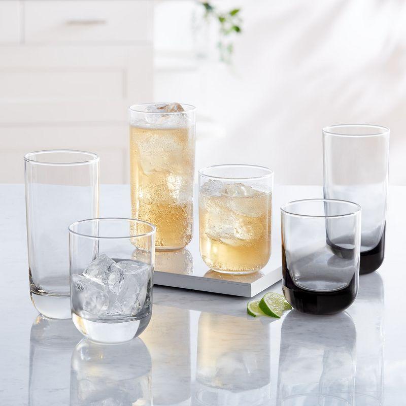 Libbey Polaris 16 Piece Tumbler and Rocks Glass Set, Clear