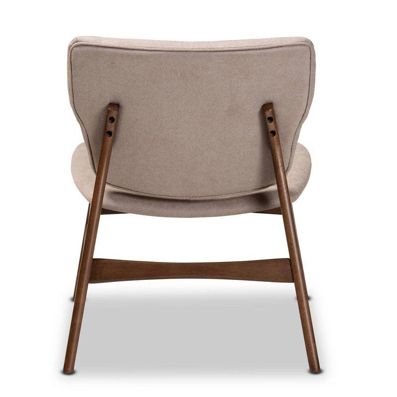 Benito Fabric Upholstered Wood Accent Chair Beige/Walnut Brown - Baxton Studio: Mid-Century Design, Foam Padded, Retro Legs