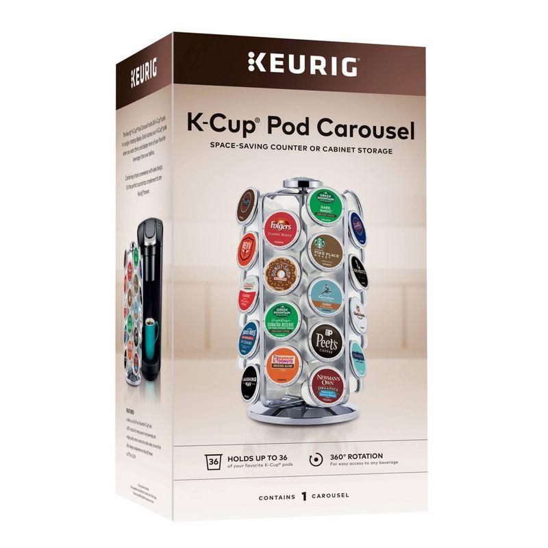 Keurig 36 K-Cup Pod Carousel: Silver Metal Freestanding Coffee Pod Holder & Organizer, Kitchen Storage Rack