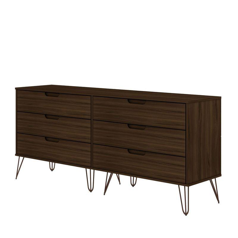 Mid-Century Modern Double Low Dresser with Cutout Handles - Brown