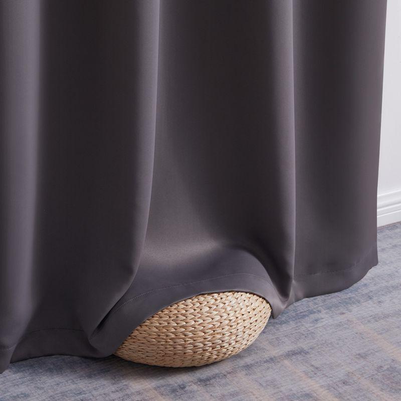 HLC.ME Oxford Curtains for Living Room, Room Darkening Energy Saving, Insulated Darkening Window Grommet Panels, Set of 2 - Black, 52 W x 84 L