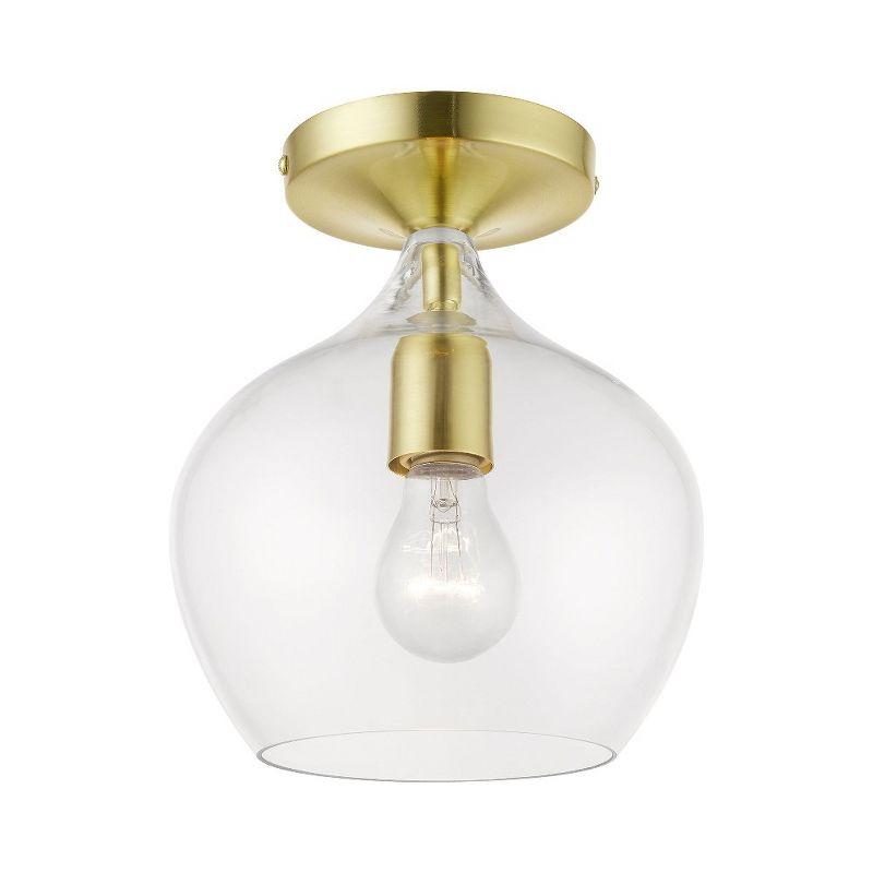 Aldrich Satin & Polished Brass 8" Clear Glass Semi-Flush Light