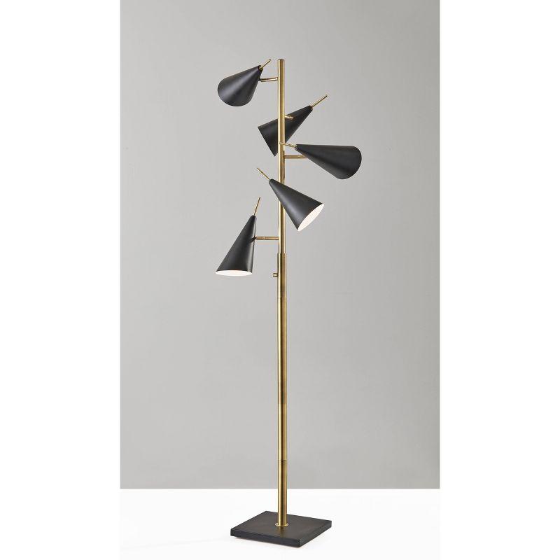 71.5" Owen Tree Lamp Black - Adesso: Adjustable Mid-Century, ETL Listed, Metal Cone Shades