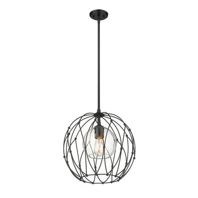 Modern Vintage Globe Pendant Light in Matte Black with Clear Glass