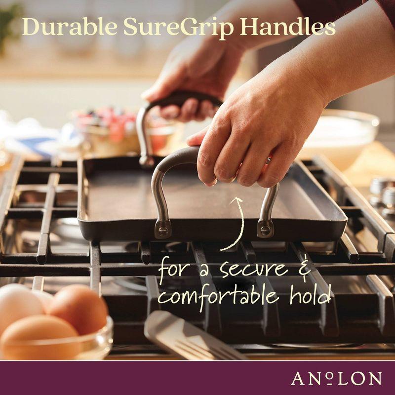 Anolon Advanced Home 10"x18" Double Burner Griddle Moonstone: Nonstick Stovetop Griddle Pan for Gas & Electric Cooktops