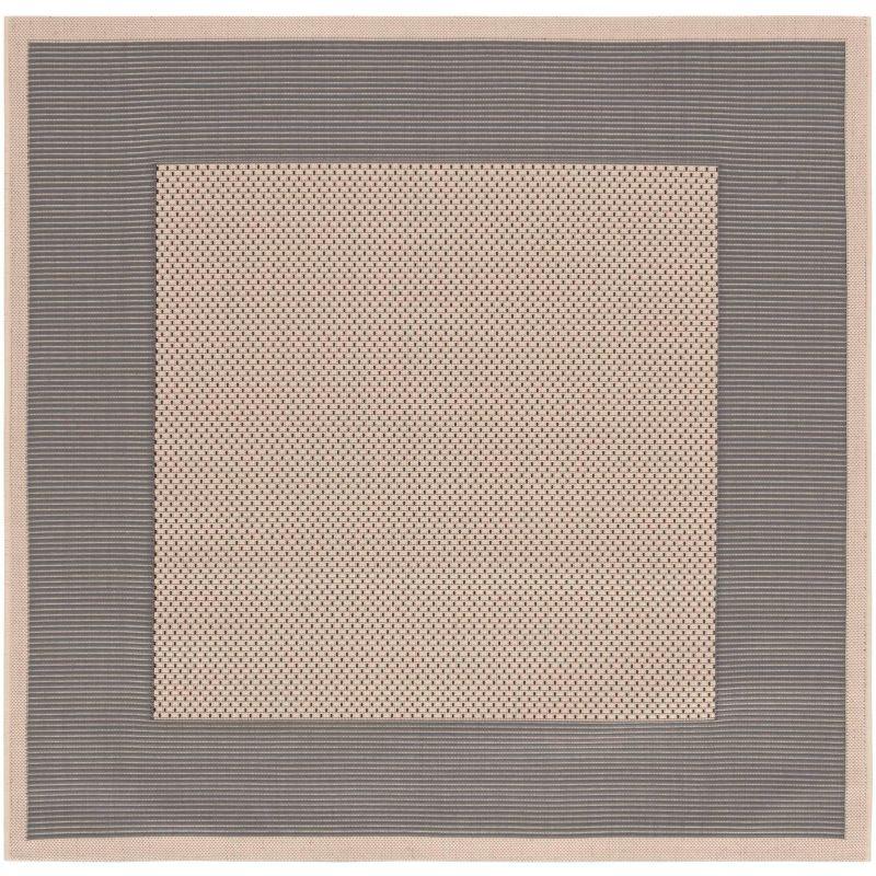 Reversible Gray Synthetic 4' Square Flat Woven Area Rug