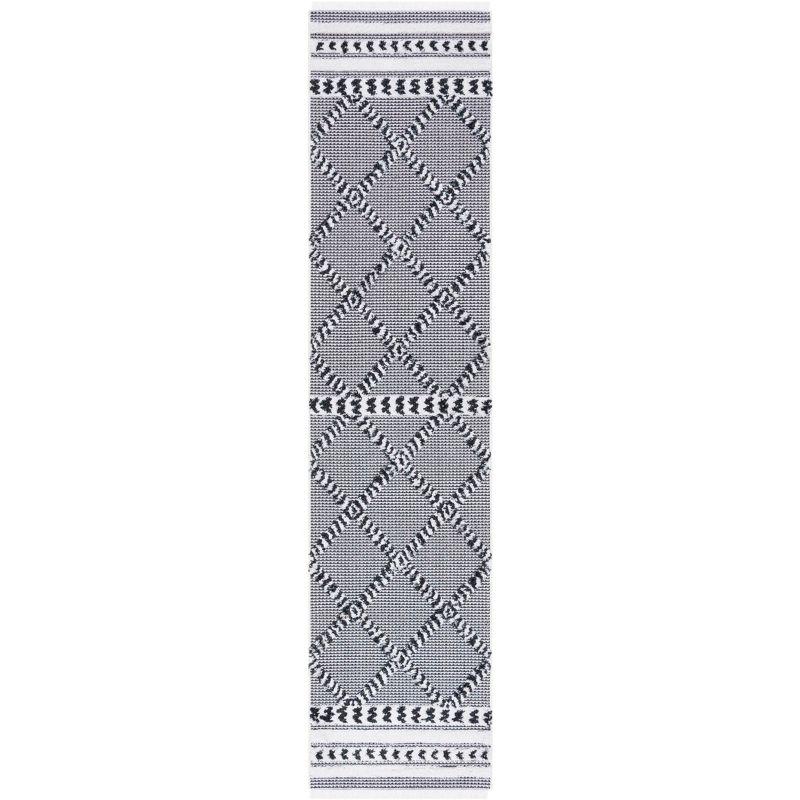 Augustine Black and Ivory Flat Woven Geometric Runner Rug