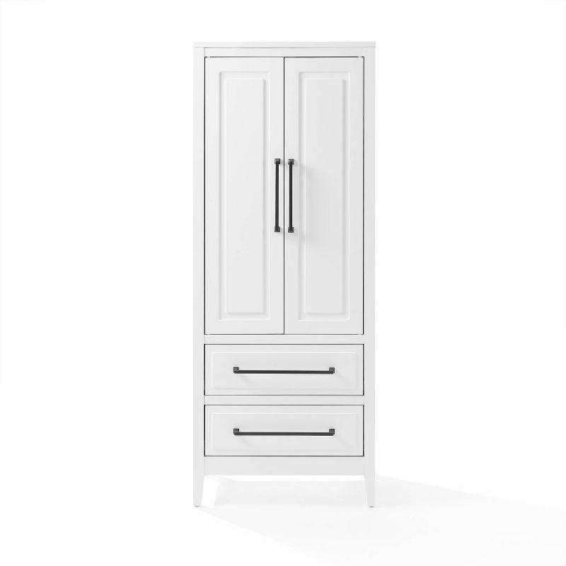 Crosley Genevieve Storage Pantry White: Modern Farmhouse Design, 2 Doors, 2 Drawers, Adjustable Shelves