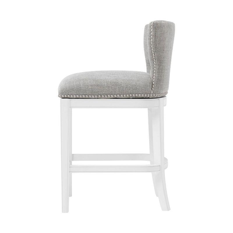 Miranda Swivel Counter Height Barstool White - Alaterre Furniture: 36in, Upholstered, Rubberwood Frame