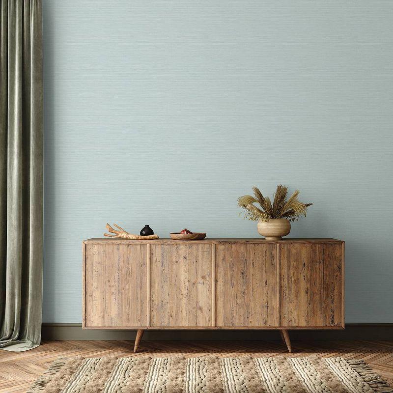 Tempaper & Co.® Faux Horizontal Grasscloth Removable Peel and Stick Wallpaper, Textured Seaglass, 56 sq ft: Vinyl, Prepasted