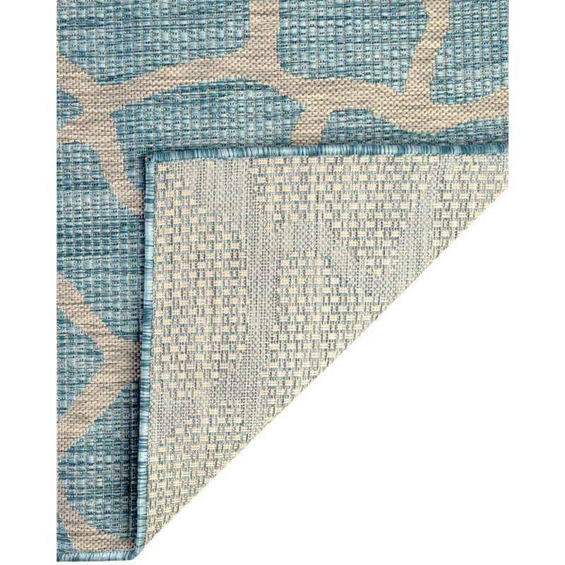 Unique Loom 5' 1 x 8' 0 Rectangle Indoor/Outdoor Safari Light Aqua Area Rug