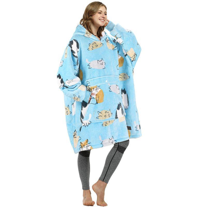 Catalonia Catalonia Oversized Hoodie Blanket Sweatshirt, Wearable Fleece Giant Pullover for Men Women