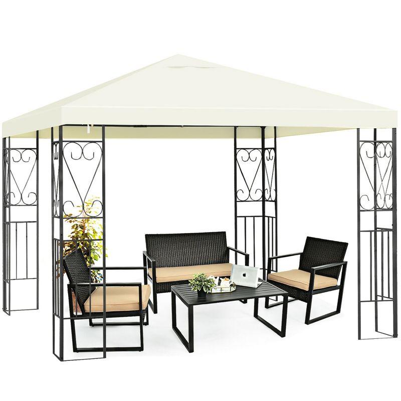 Costway 10'x10' Patio Gazebo Canopy Tent Steel Frame Shelter Patio Party Awning