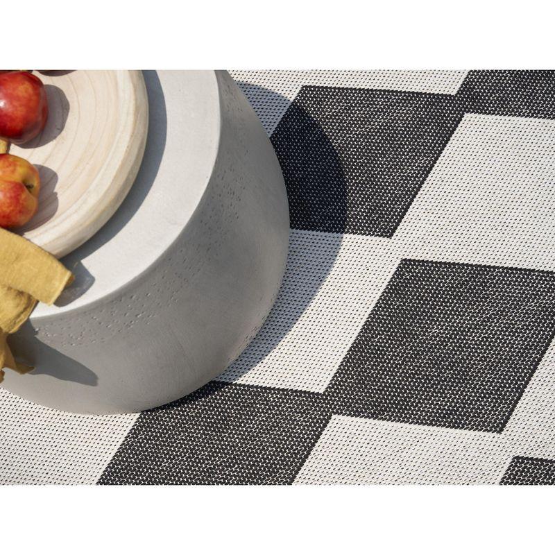 Nourison Positano Retro Diamond Flatweave Indoor Outdoor Low Pile Area Rug Black 8' x 10'