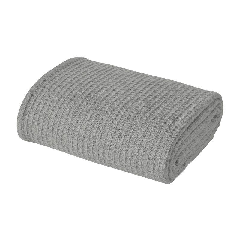 Modern Threads Thermal Waffle Weave Light Gray Cotton Bed Blanket, Twin