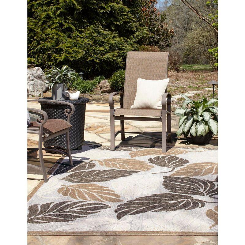 Unique Loom 6' 1 x 9' 0 Beige Outdoor Botanical Augusta Area Rug
