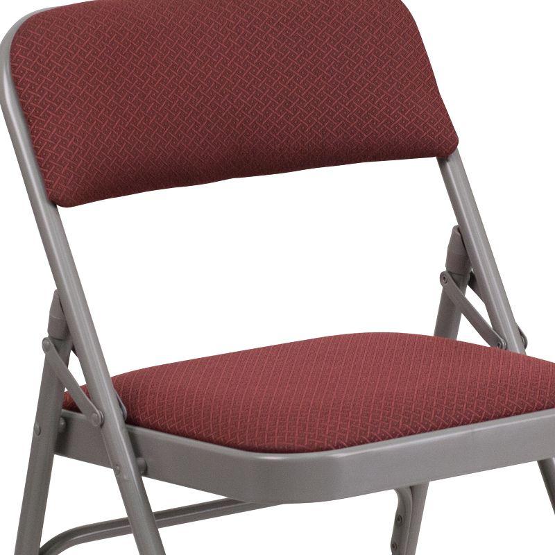 Burgundy Patterned Armless Metal Folding Chair Set