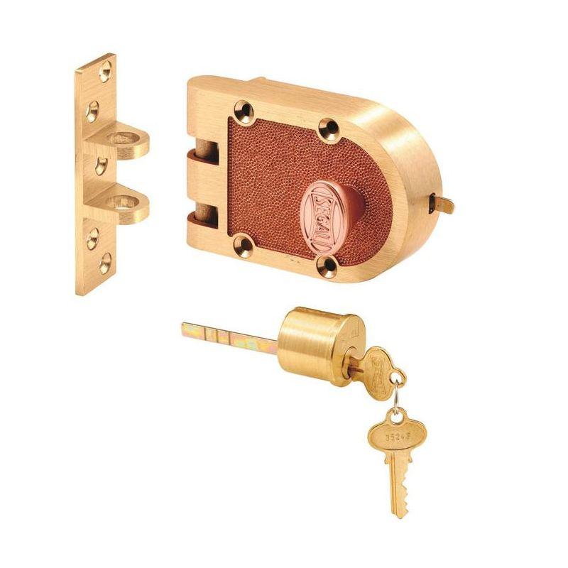 Bronze Deadlock with Single Cylinder and Flat Strike (Single Pack)