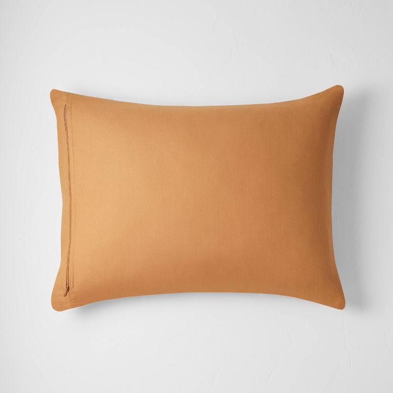 Standard Reversible Textured Cotton Chambray Coverlet Sham Natural/Warm Brown - Casaluna™: Jacquard Weave, Zipper Closure, OEKO-TEX Certified