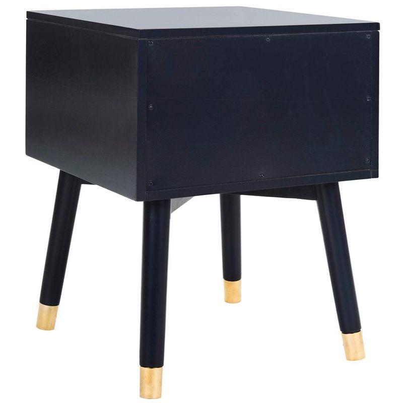 Lyla Transitional 2-Drawer Nightstand in Navy with Gold Accents