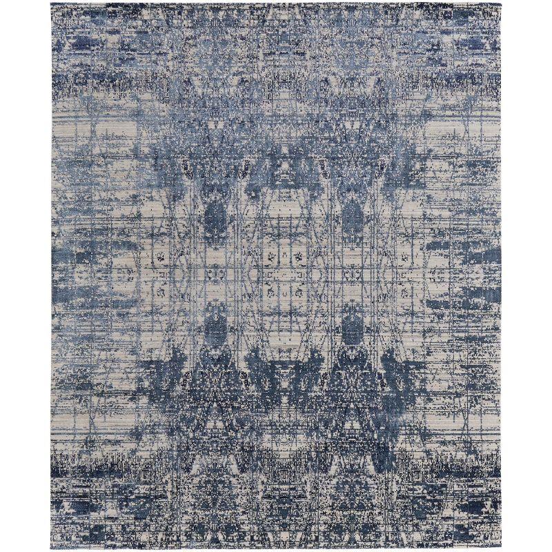 Eastfield Blue and Ivory Hand-Knotted Wool Area Rug