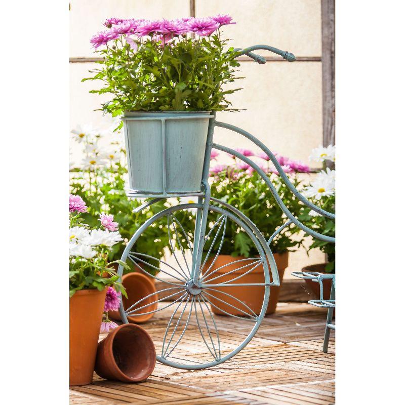 Evergreen Vintage Teal Bicycle Planter Outdoor Safe Decor
