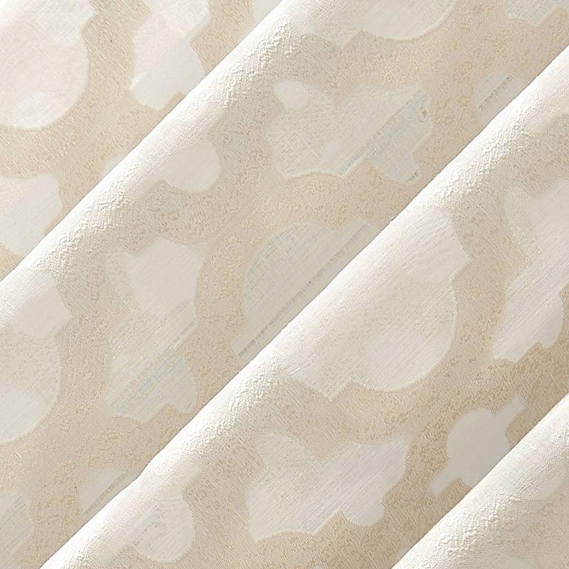 Cream Off-White Sheer Lace Detail Rod Pocket Drapes