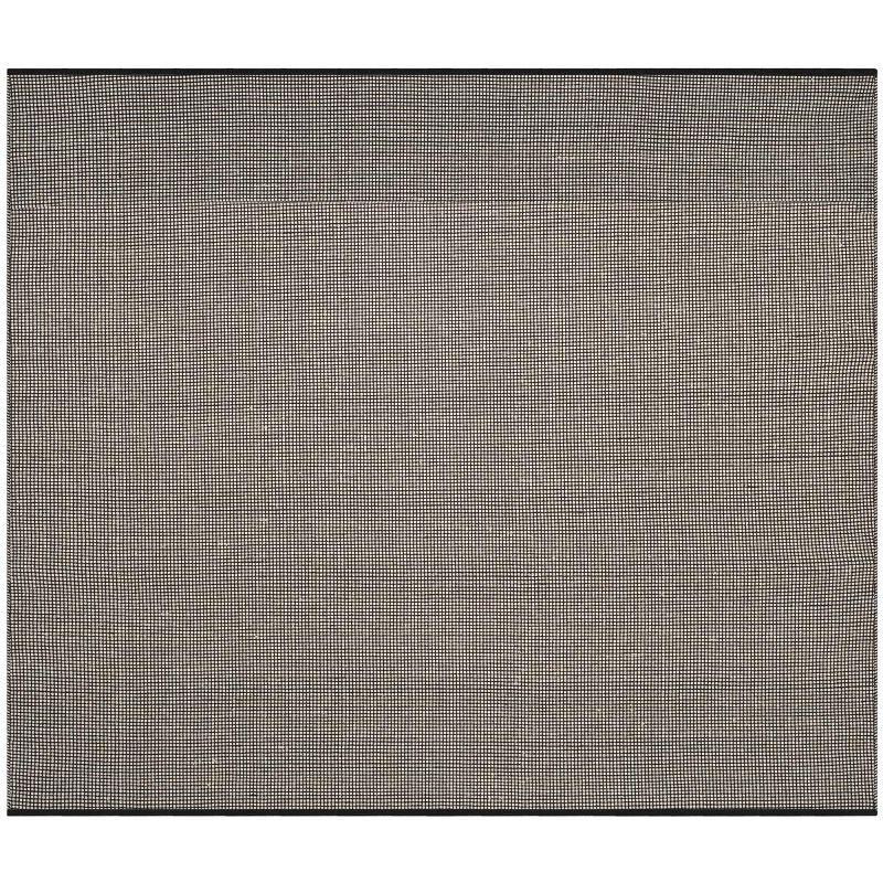 Ivory and Black Flat Woven Cotton Square Rug, 6 x 6 ft