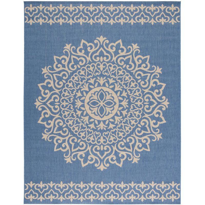 Beach House BHS183 Power Loomed Indoor/Outdoor Area Rug - Cream/Blue - 8'x10' - Safavieh