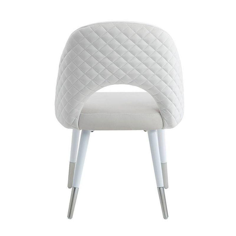 21" Zemirah Accent Chair White Velvet/White Gloss Finish - Acme Furniture: Elegant Armless Design, Metal Frame, No Assembly Required