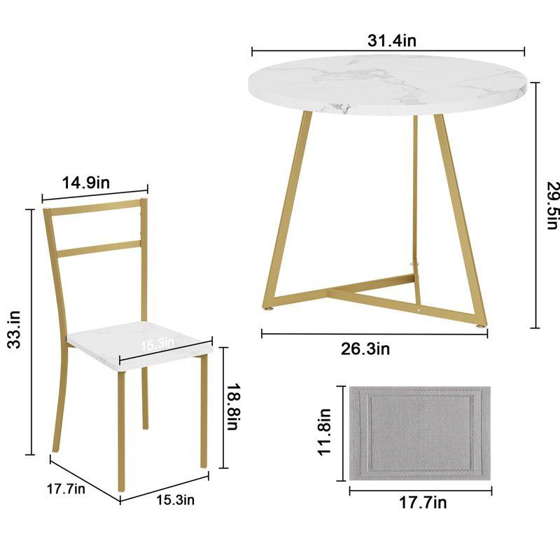 Dining Table Set for 2, Kitchen Table & Chair Sets for 2, Round Kitchen Table for Small Space, Apartment, Breakfast Nook