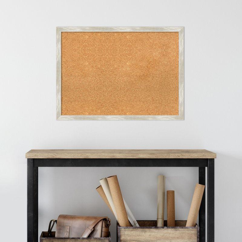 Amanti Art Natural Cork Board Framed Crackled Metallic Narrow Bulletin Board 30 in. x 22 in.