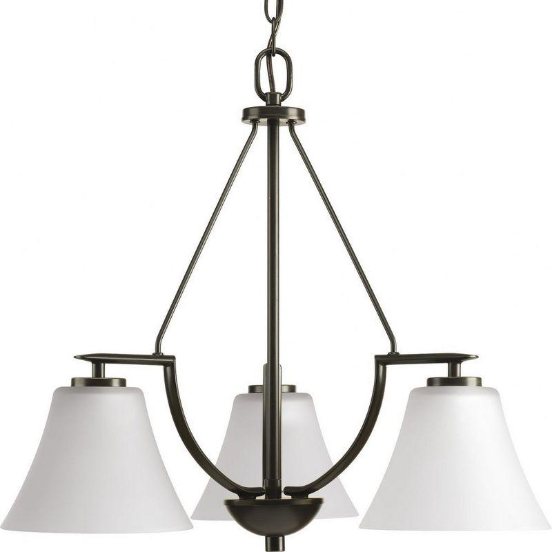 Progress Lighting Bravo 3-Light Linear Chandelier, Antique Bronze, Textured Umber Linen Glass