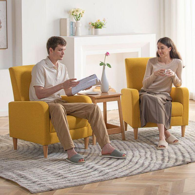 Hokku Designs Modern Upholstered Accent Chair Armchair with Pillow, Fabric Reading Living Room Side Chair,Single Sofa with Lounge Seat and Wood Legs,