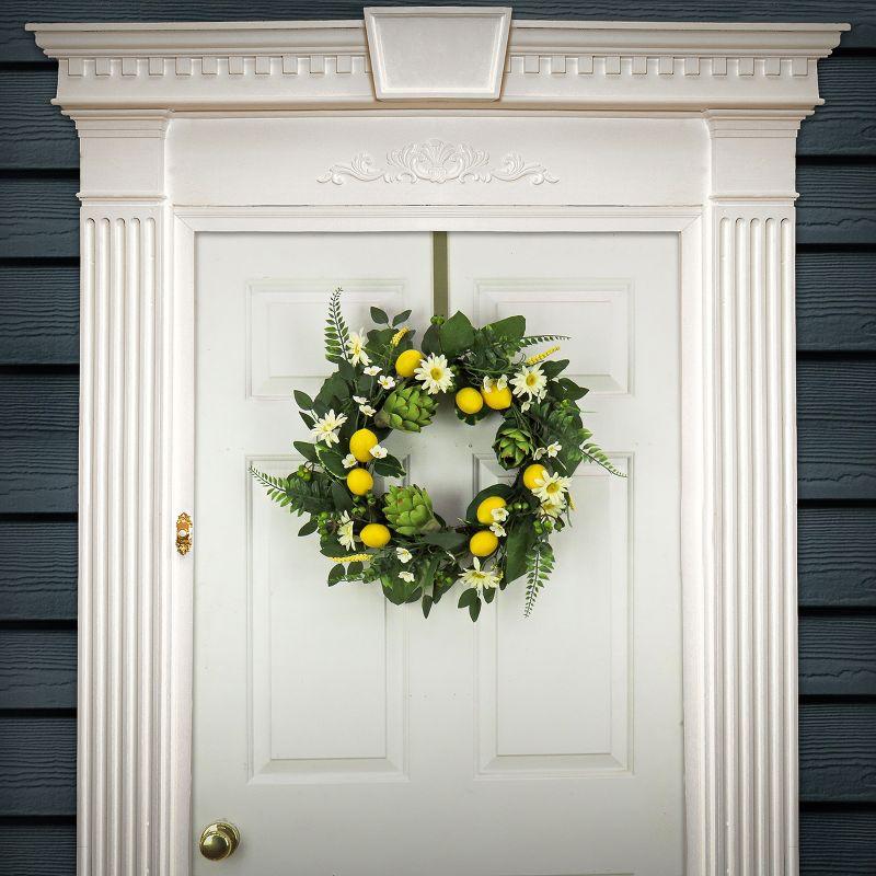 22" Artificial Lemons, Artichokes and Daisy Spring Wreath - National Tree Company