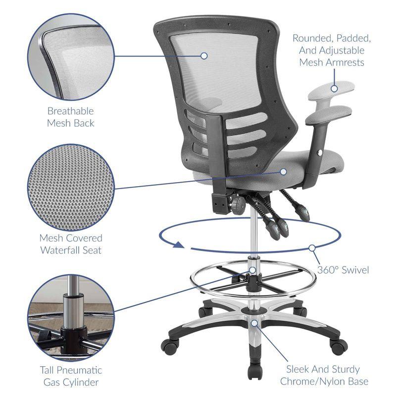 Calibrate Gray Mesh Adjustable Swivel Drafting Chair