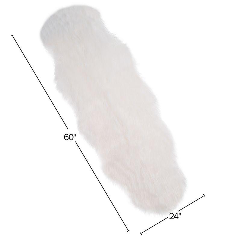 White Faux Sheepskin Fur Washable Throw Rug 15" x 12"