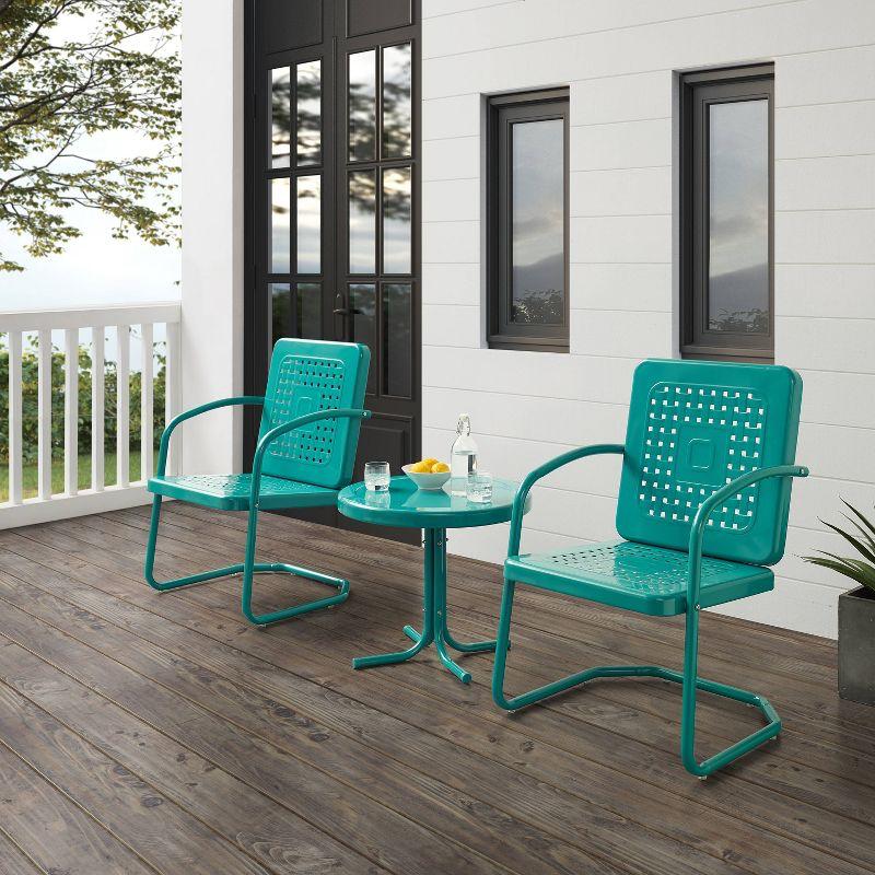 Crosley 3pc Bates Outdoor Patio Chair Set Turquoise: Vintage-Style, Steel Frame, UV-Resistant