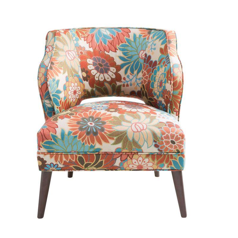 Maren Open Back Accent Chair Peach: Madison Park, Upholstered, Botanical Pattern, Living Room Furniture