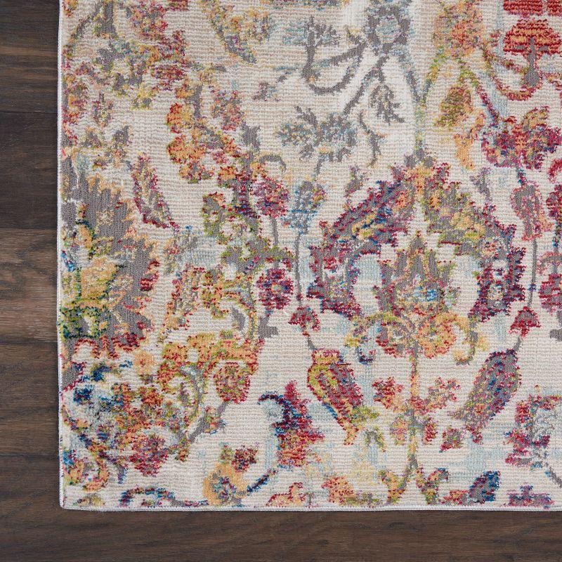 Global Vintage GLB06 Ivory/Blue Area Rug Colorful Vintage Damask By Nourison