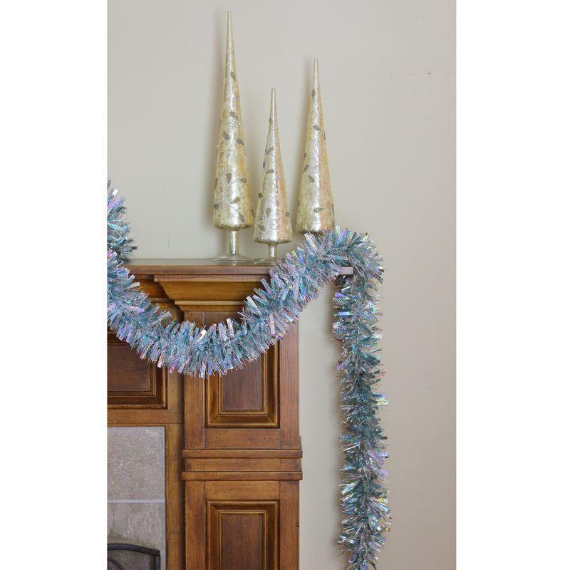 Northlight 12' x 4" Unlit Silver/Icy Blue Wide Cut Shiny Tinsel Christmas Garland