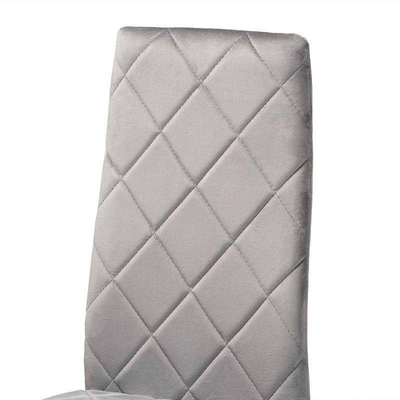 4pc Blaise Velvet Fabric Upholstered and Metal Dining Chair Set Gray/Gold - Baxton Studio