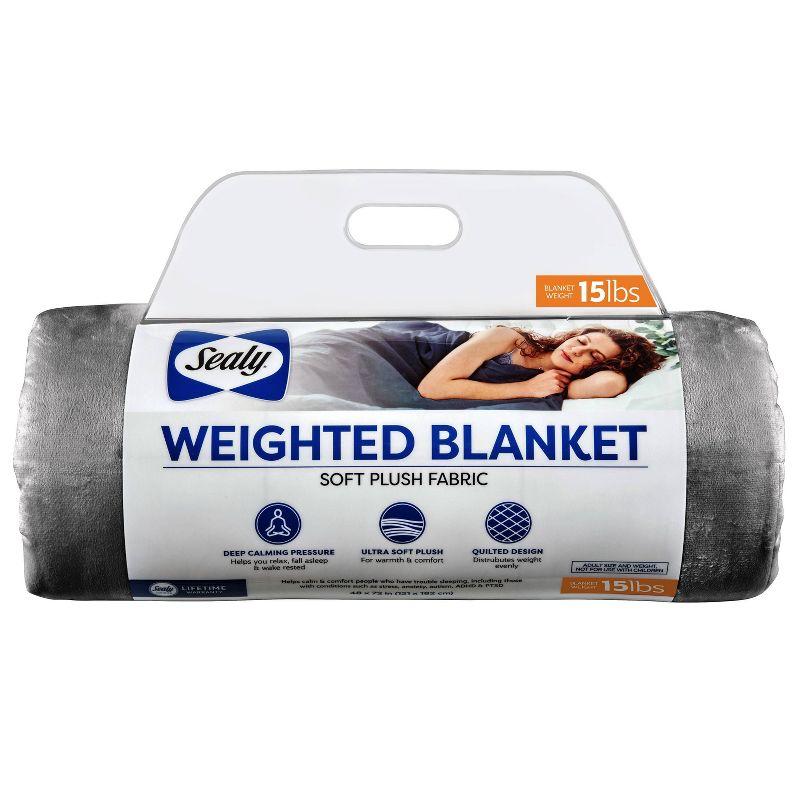 Sealy 15lb Gray Soft Plush Weighted Blanket